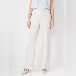 Ann Taylor The Side Zip Trouser in Fluid Crepe Ivory Whisper 14P Dress Pant